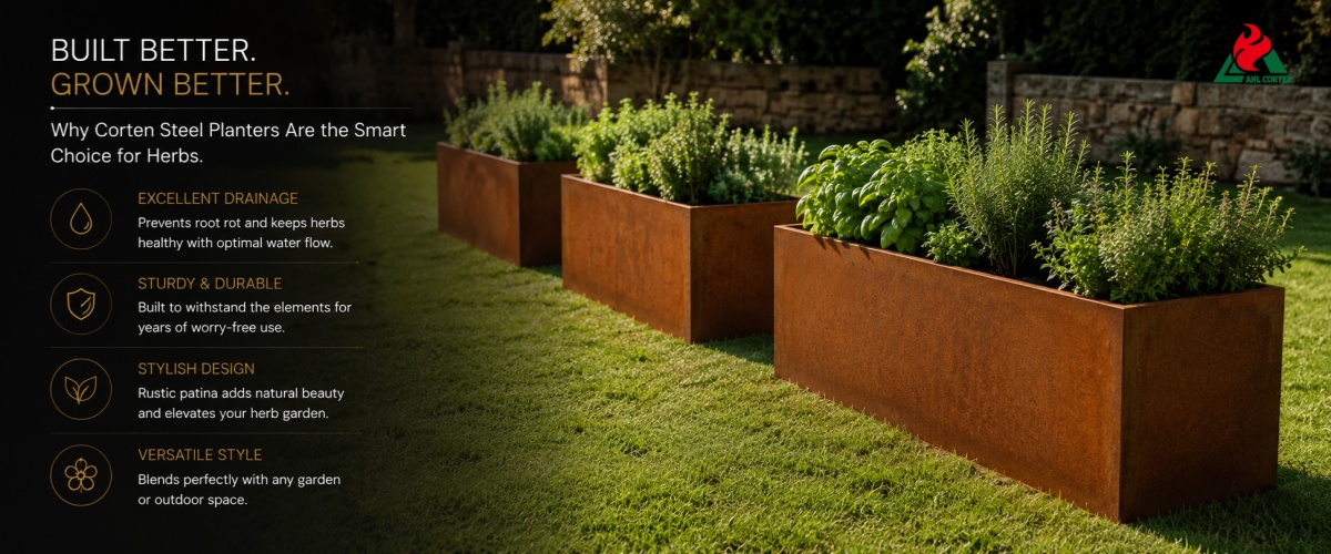 Weathering Steel Planter Boxes